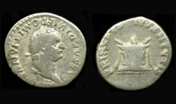 Domitian, Denarius, Flaming Altar reverse
